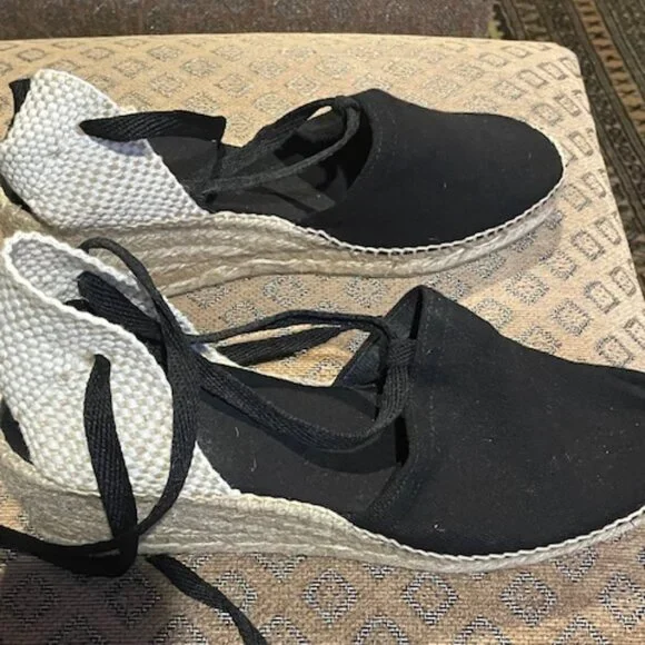 Toni Pons Valencia Black Linen Wedge Espadrille, size 39 (8.5) - Picture 7 of 8